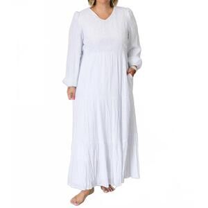 NEW THE WHITE all in tiered v-neck dress in white